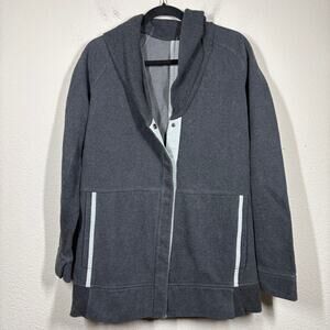 Lululemon Womens 8 Yin To My Yang Cardi Cardigan Heathered Black Snap Button